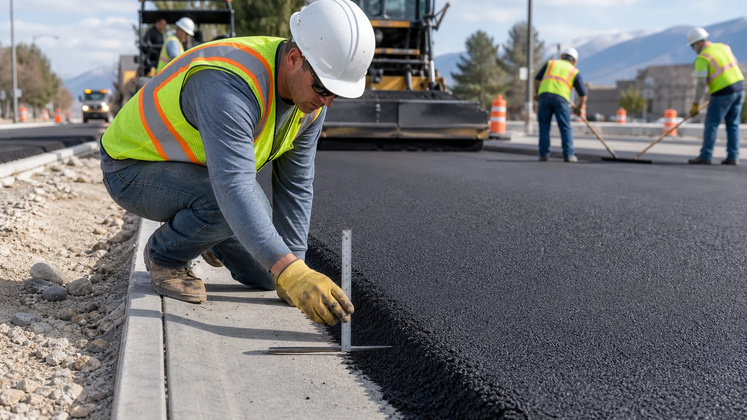 Quality-control step for asphalt paving in American Fork, Utah