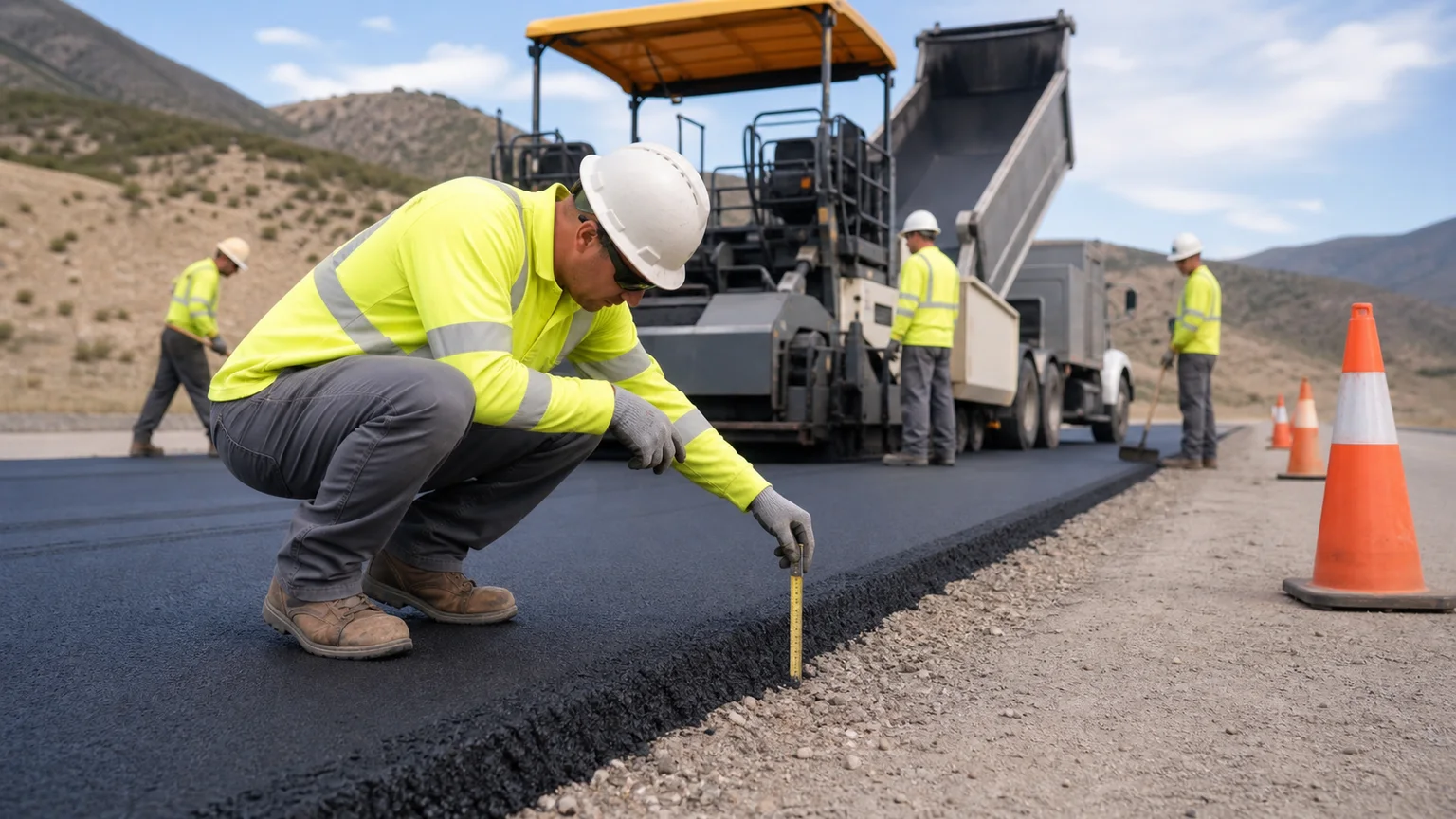 Quality-control step for asphalt paving in Elk Ridge, Utah