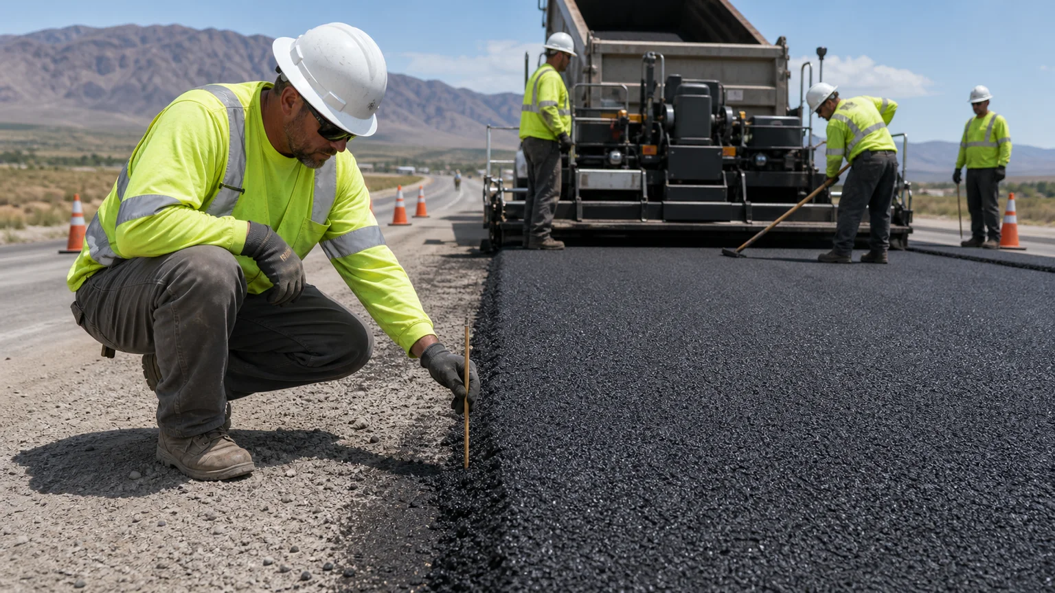 Quality-control step for asphalt paving in Fairfield, Utah