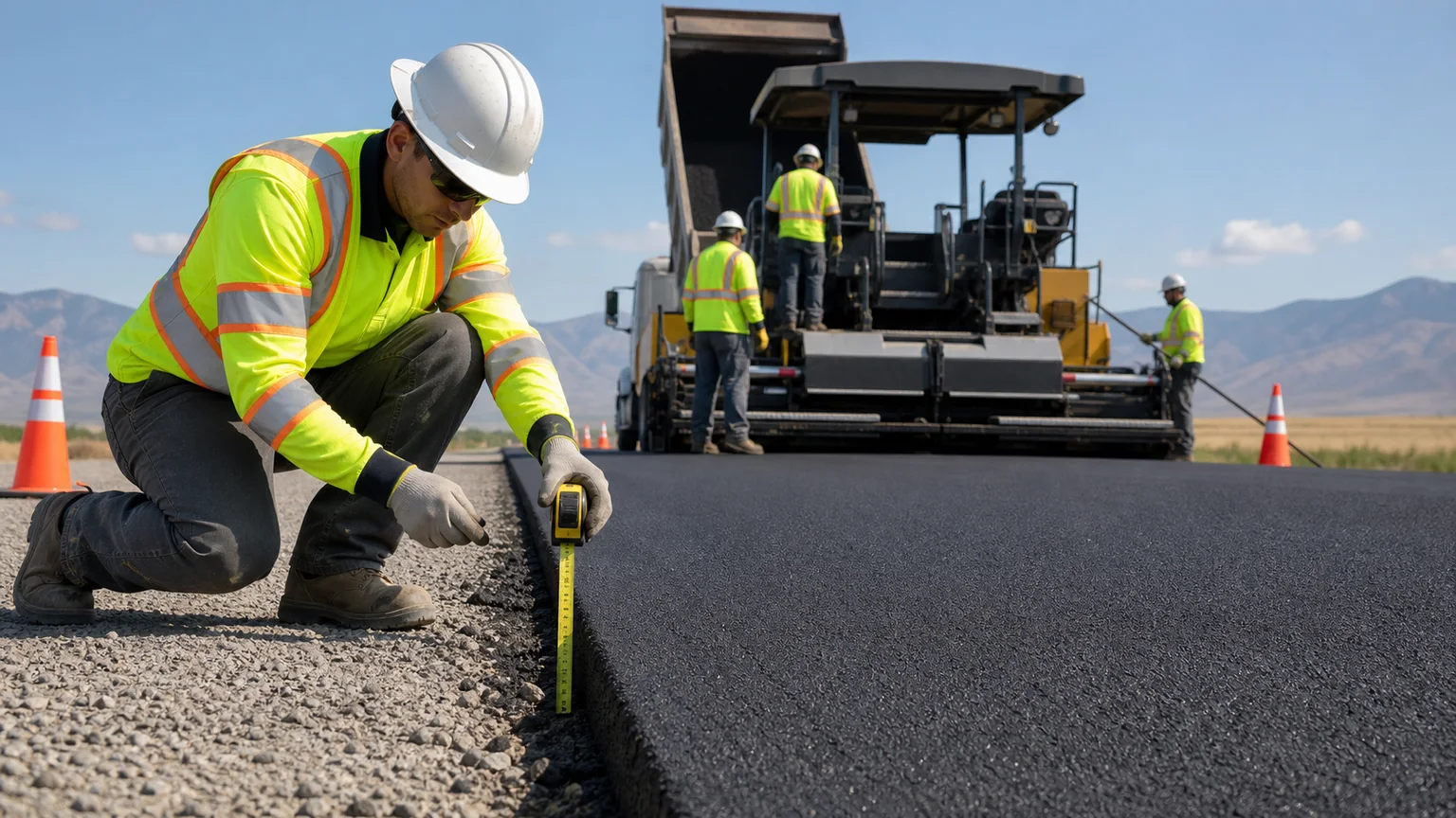 Quality-control step for asphalt paving in Genola, Utah