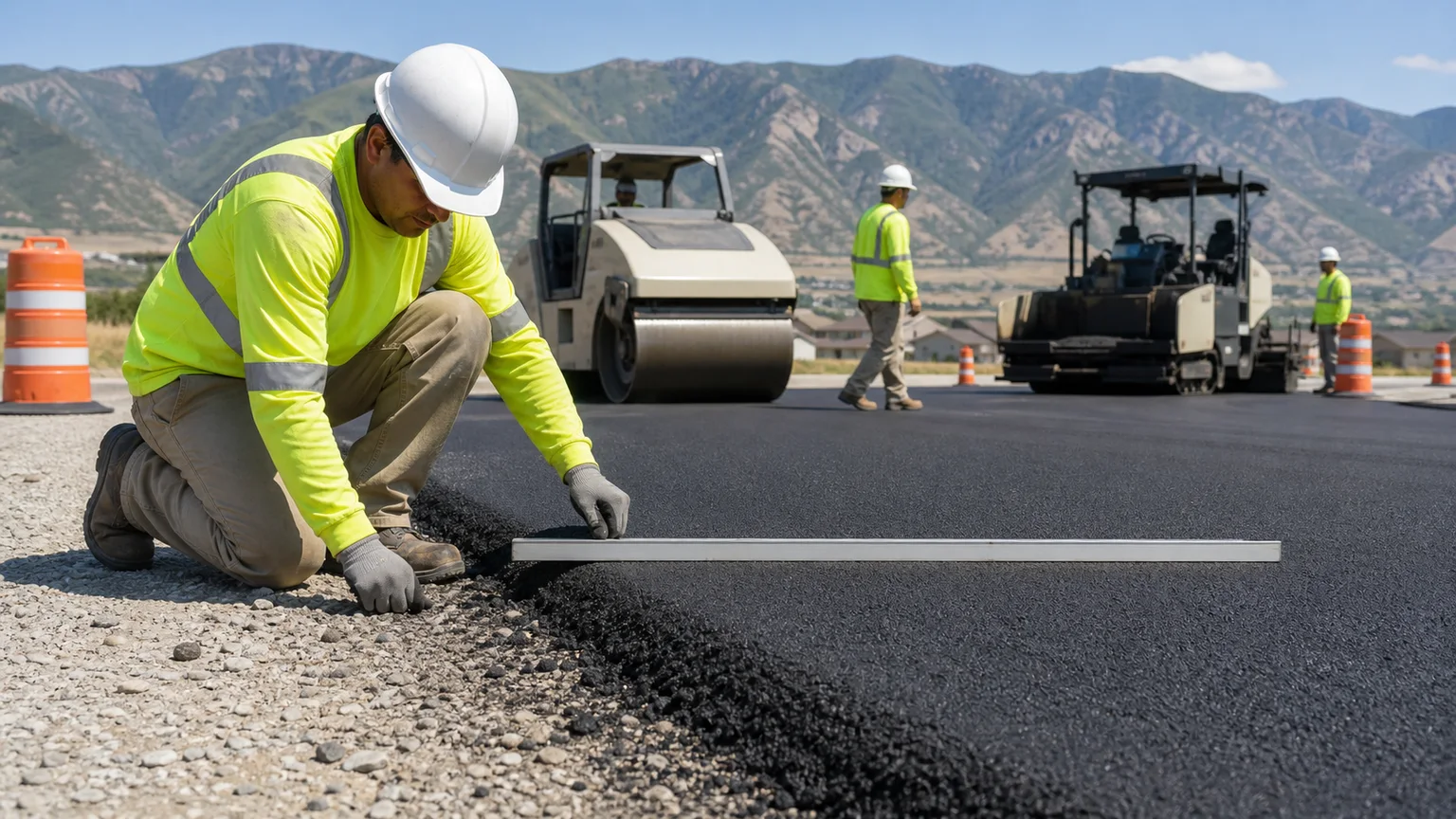 Quality-control step for asphalt paving in Goshen, Utah