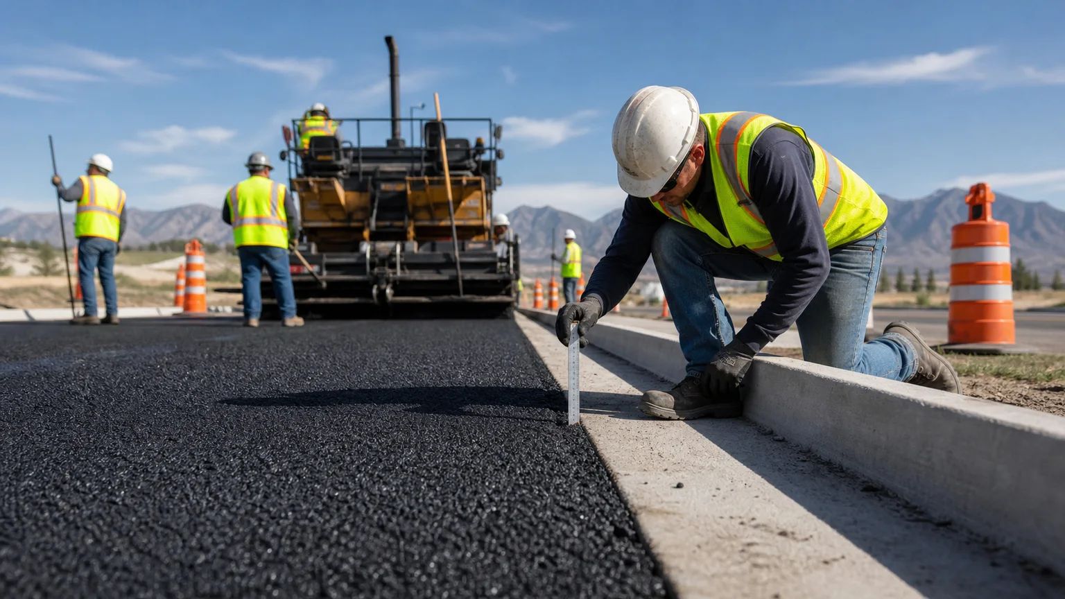 Quality-control step for asphalt paving in Herriman, Utah