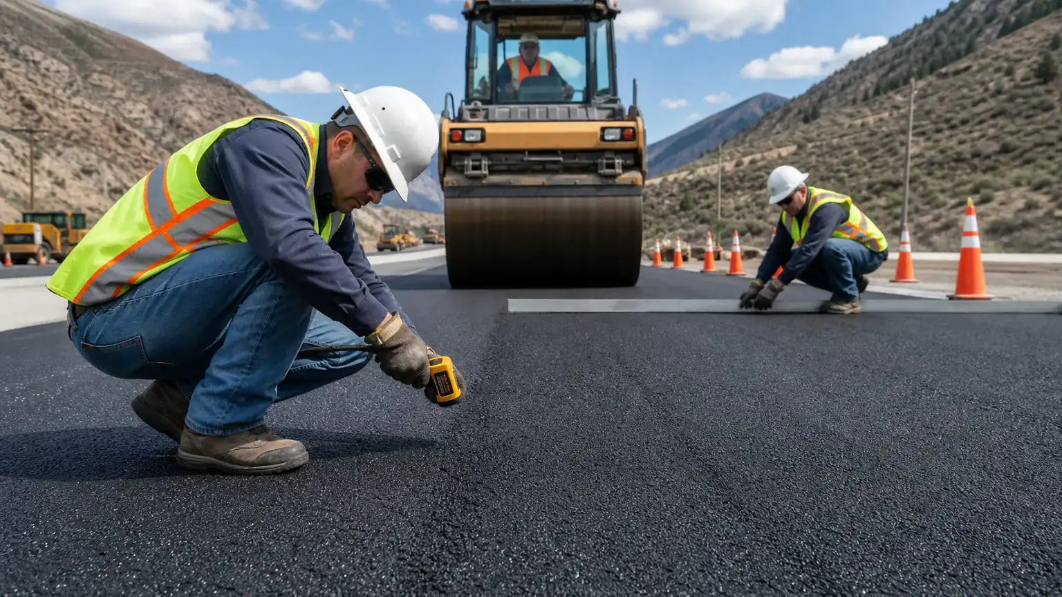 Quality-control step for asphalt paving in Highland, Utah