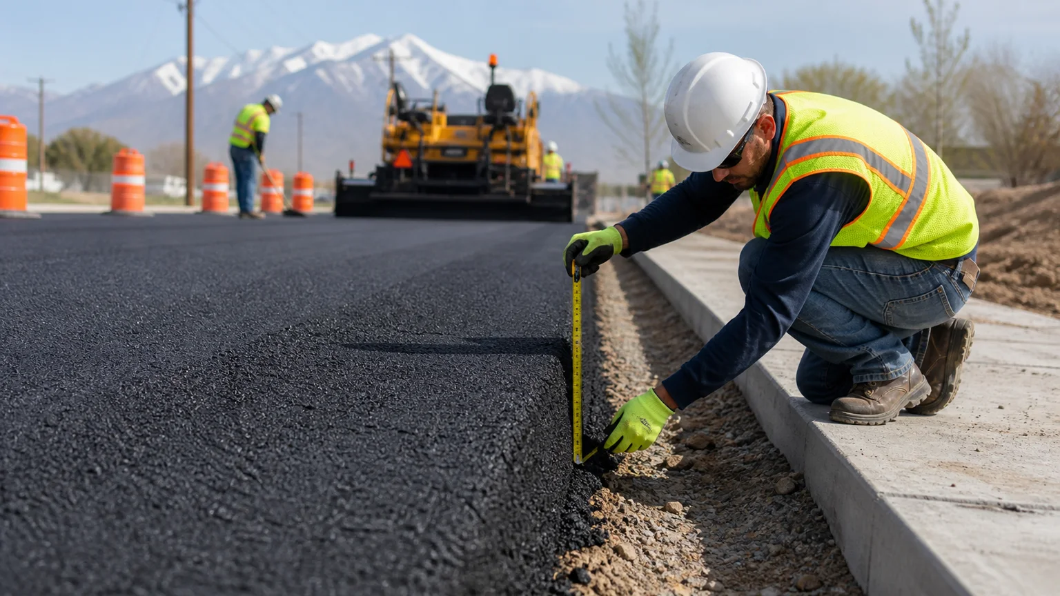 Quality-control step for asphalt paving in Kearns, Utah