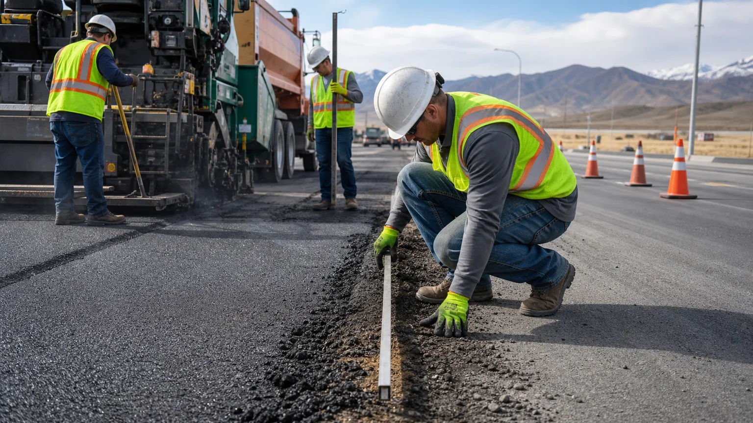 Quality-control step for asphalt paving in Magna, Utah