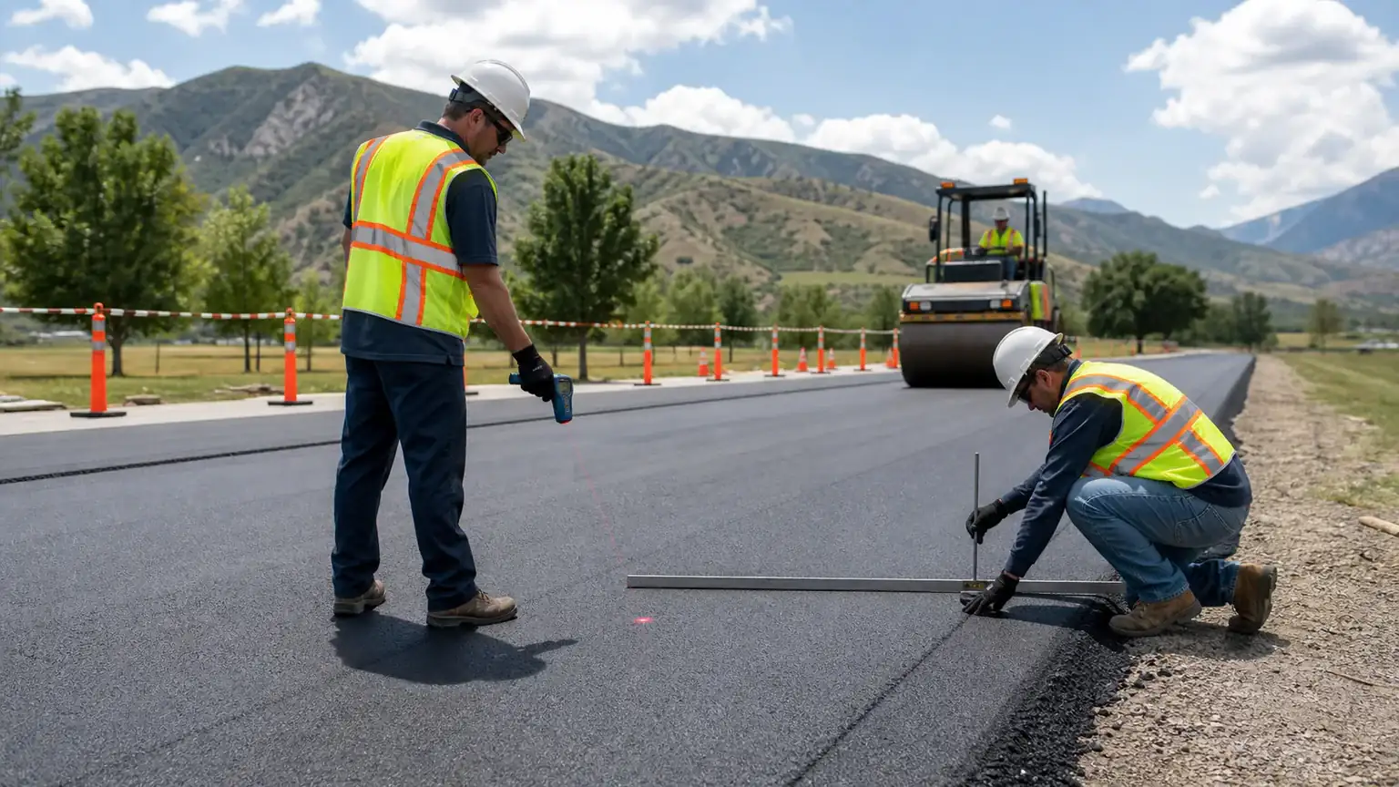Quality-control step for asphalt paving in Mapleton, Utah