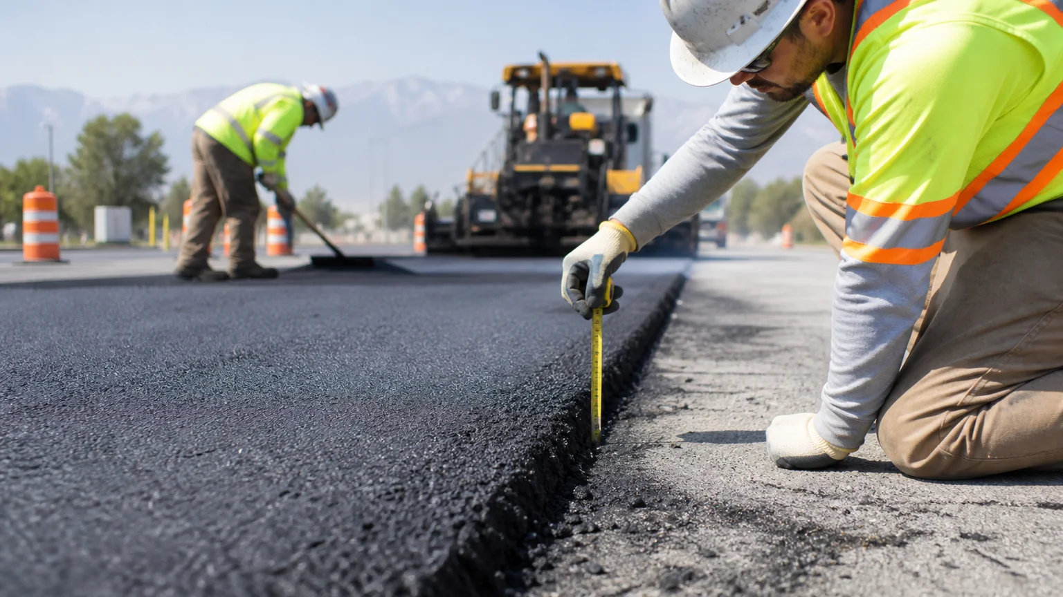 Quality-control step for asphalt paving in Midvale, Utah