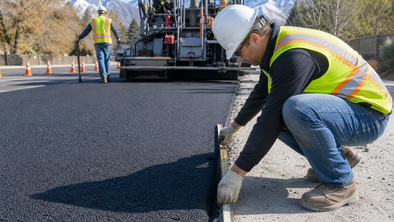 Quality-control step for asphalt paving in Millcreek, Utah