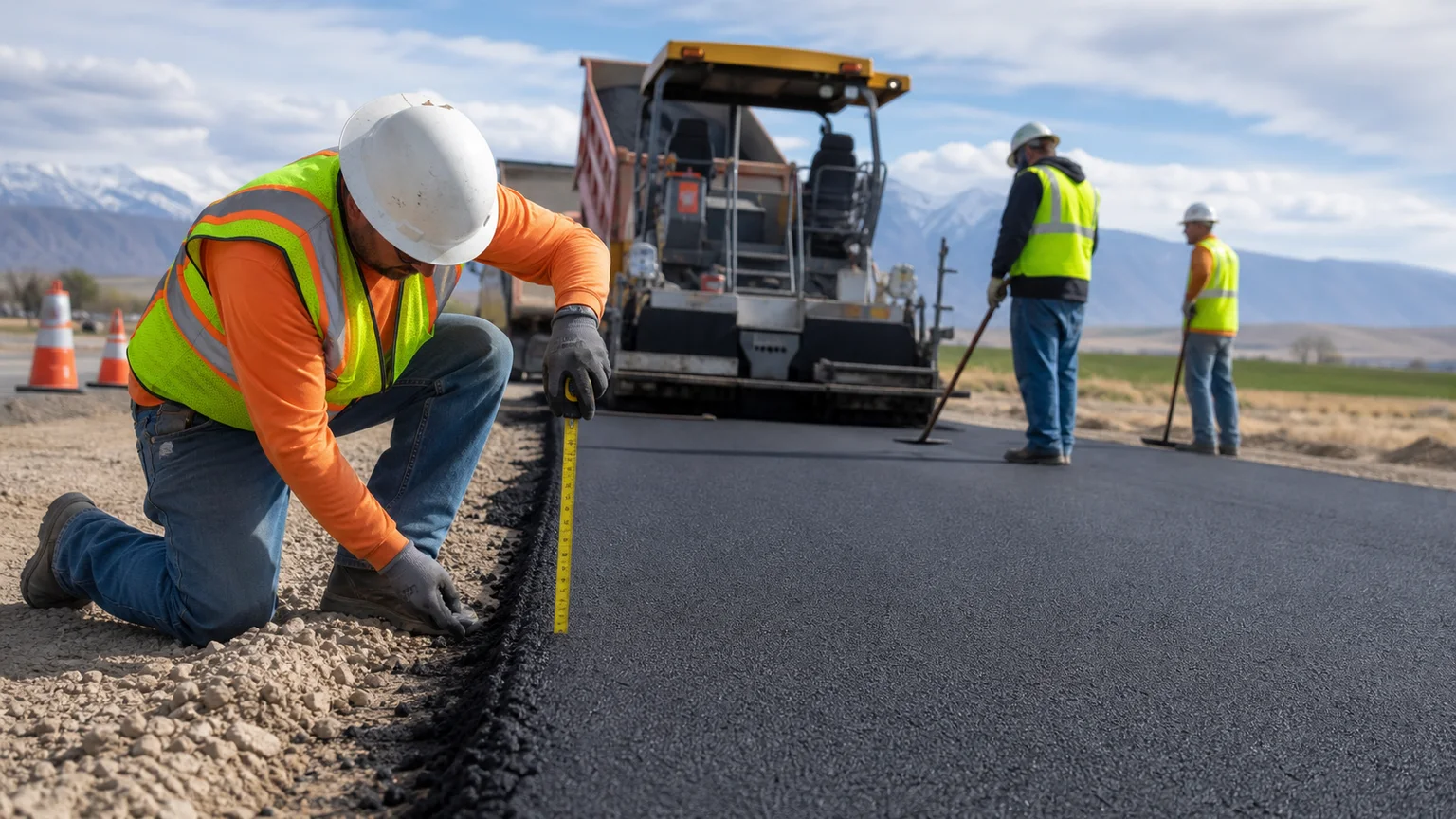 Quality-control step for asphalt paving in Payson, Utah