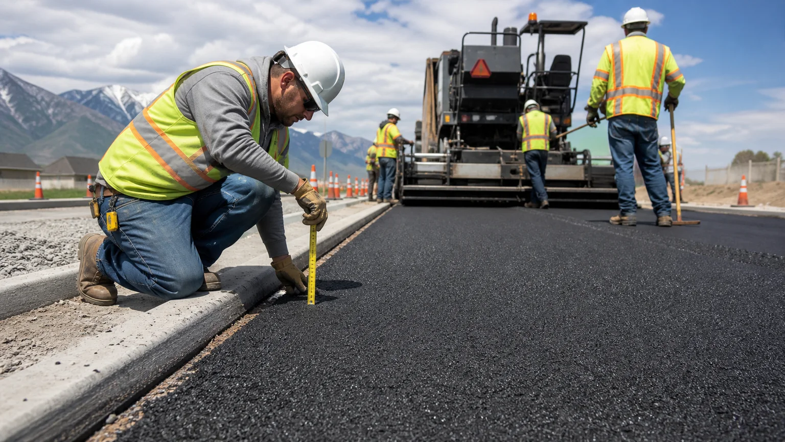 Quality-control step for asphalt paving in South Jordan, Utah