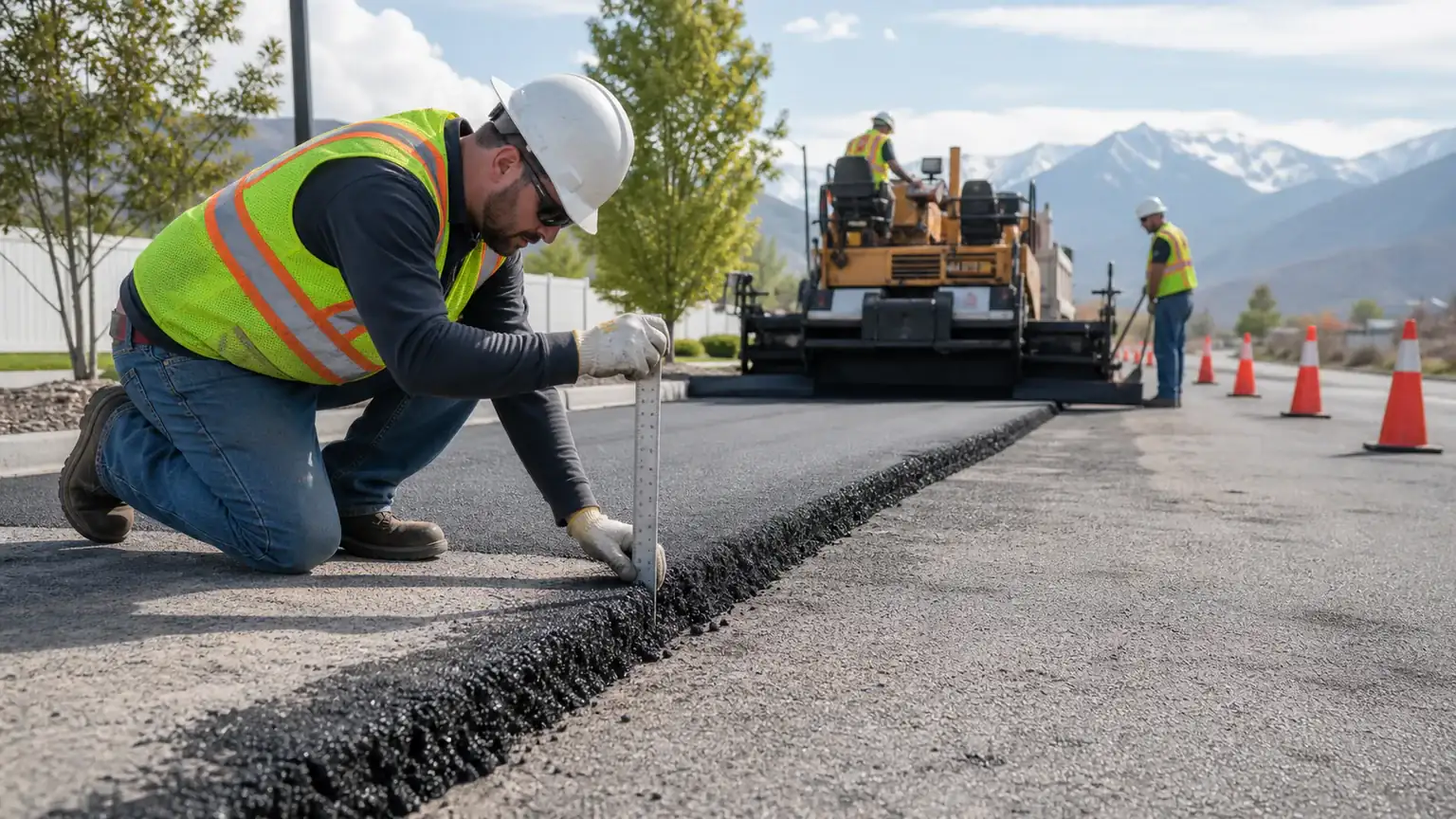 Quality-control step for asphalt paving in Spring Lake, Utah