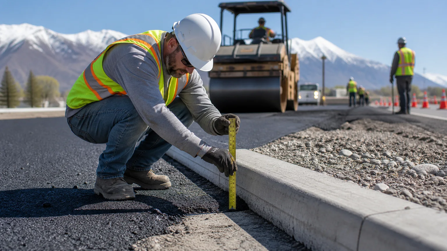 Quality-control step for asphalt paving in Springville, Utah