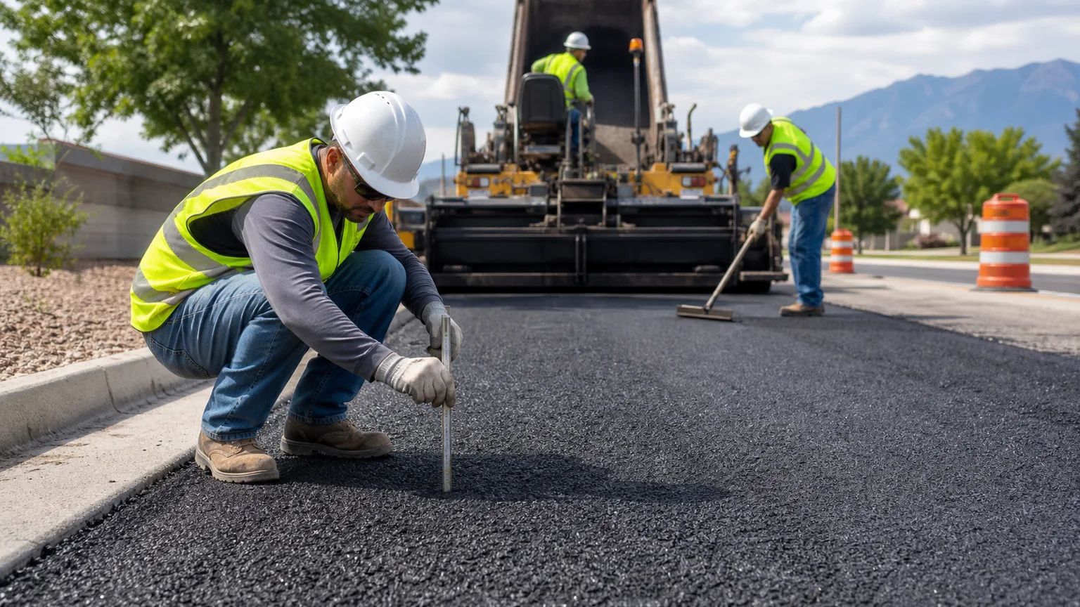 Quality-control step for asphalt paving in Taylorsville, Utah
