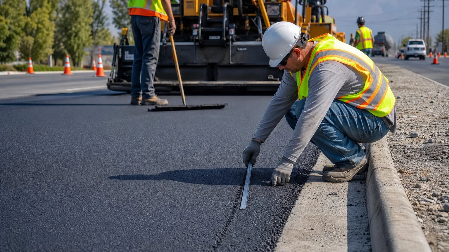Quality-control step for asphalt paving in West Jordan, Utah