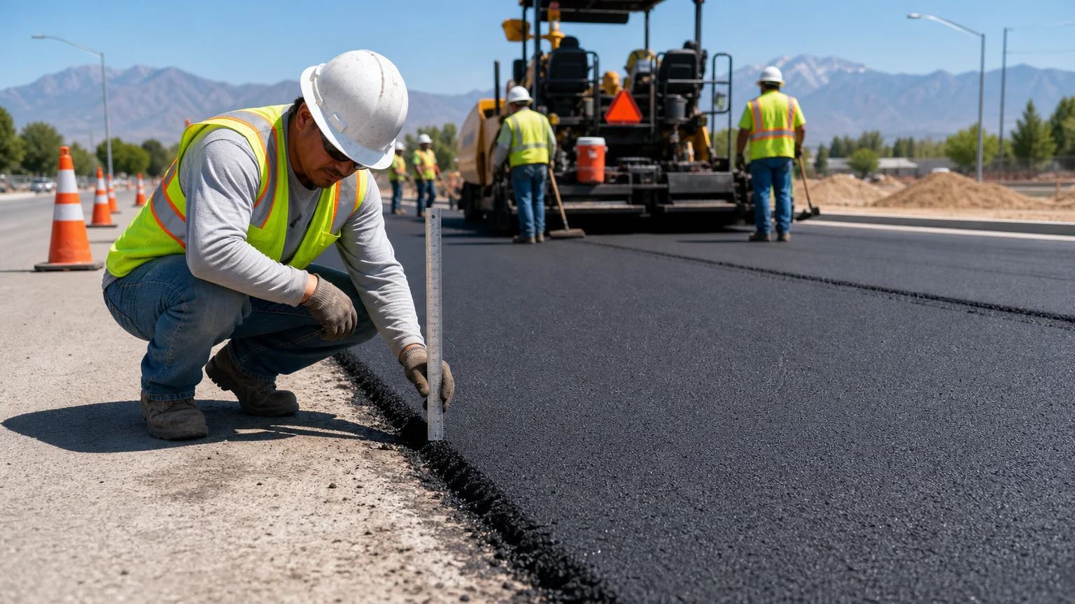 Quality-control step for asphalt paving in West Valley City, Utah