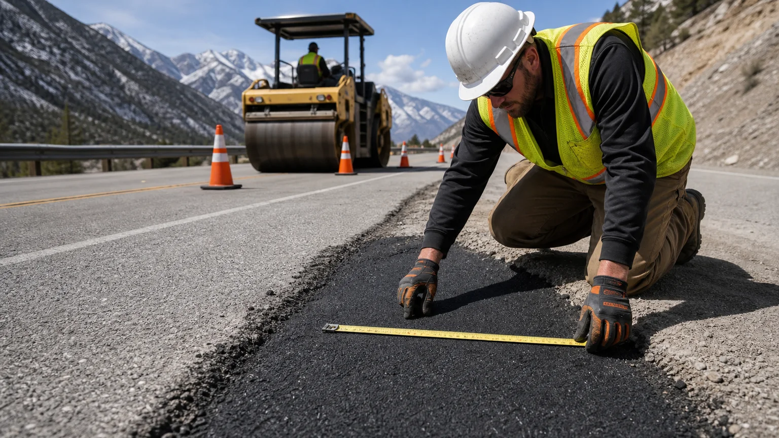 Quality-control step for asphalt repair in Alpine, Utah