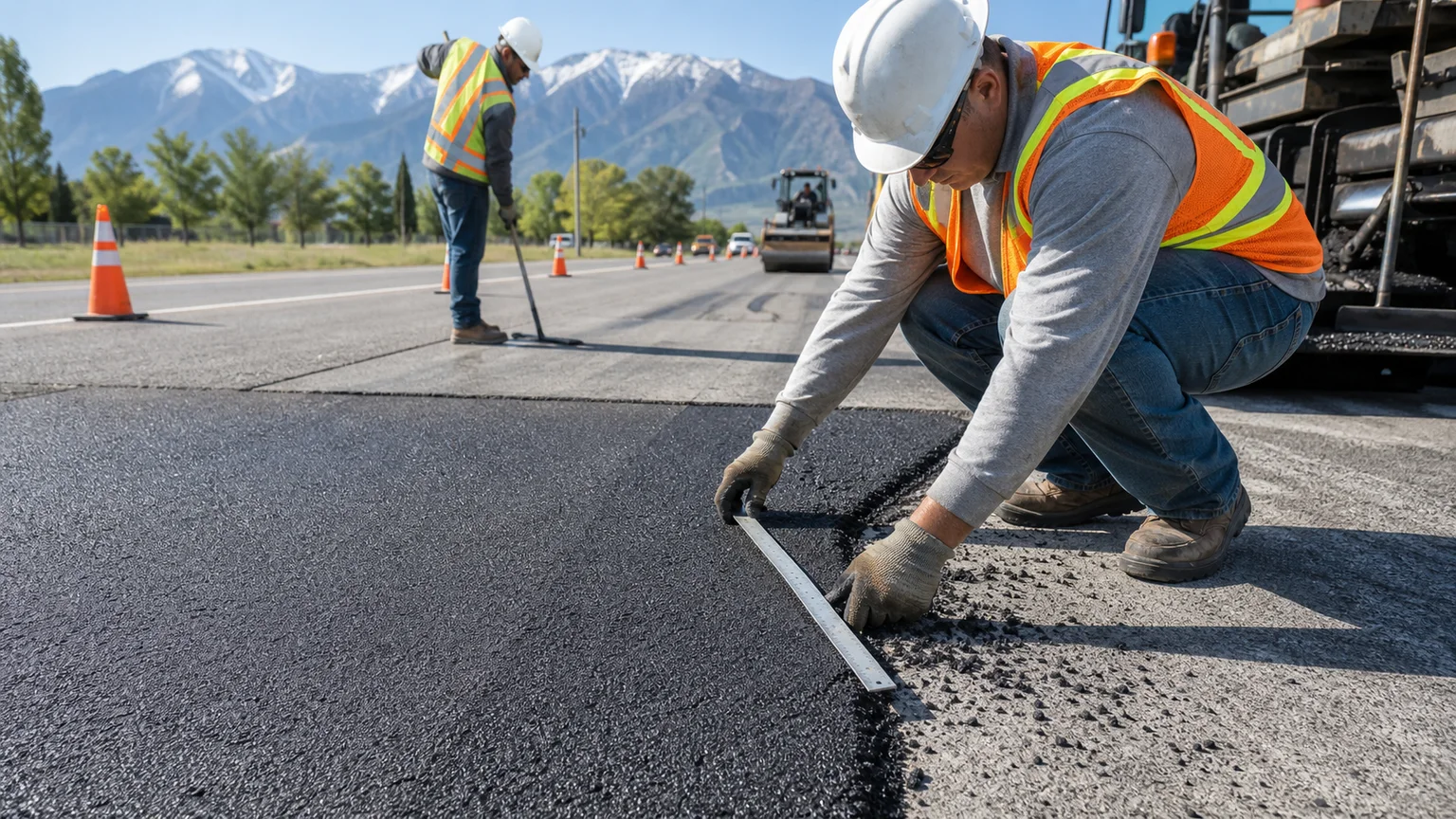 Quality-control step for asphalt repair in American Fork, Utah