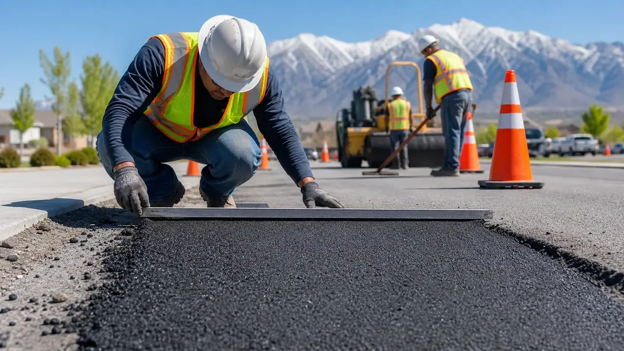 Quality-control step for asphalt repair in Bluffdale, Utah