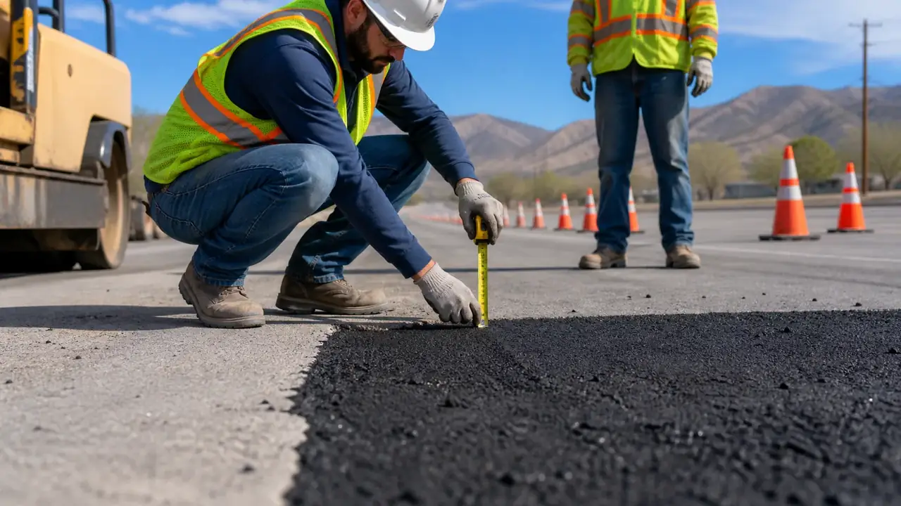 Quality-control step for asphalt repair in Cedar Hills, Utah