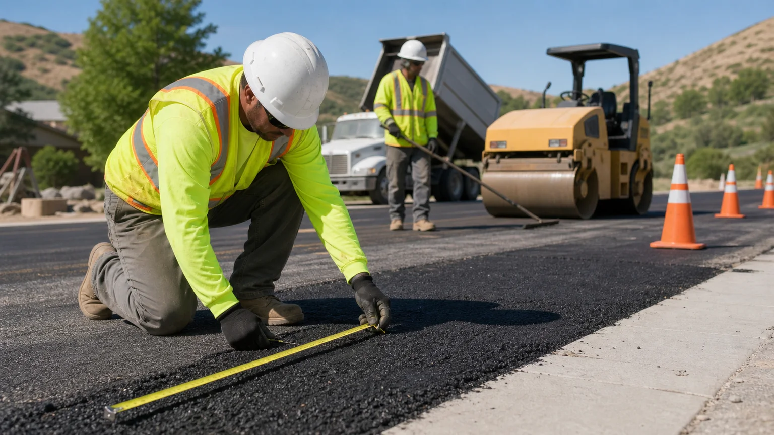 Quality-control step for asphalt repair in Elk Ridge, Utah