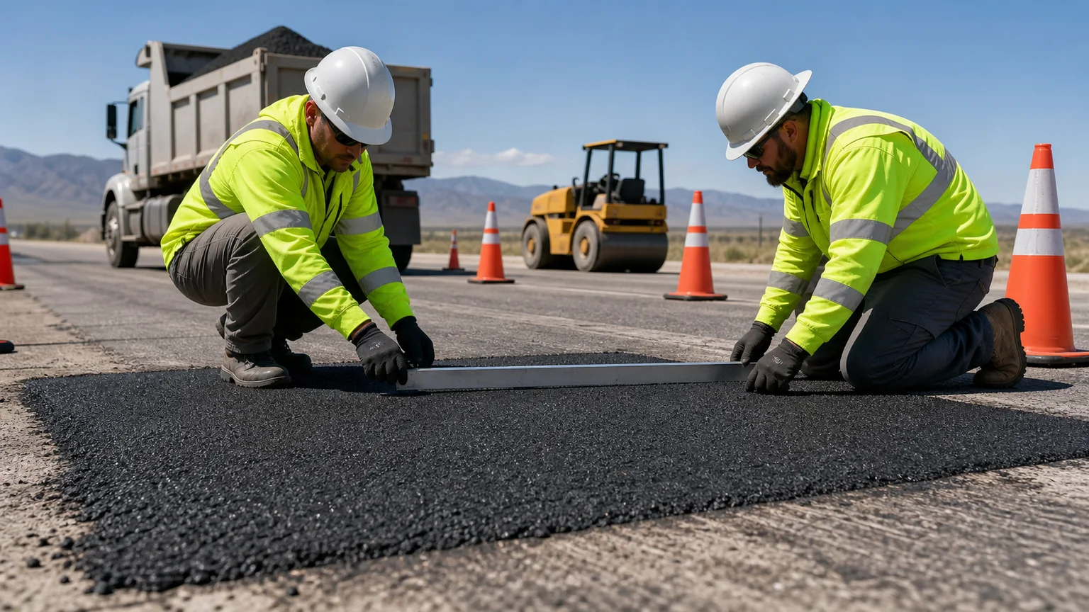 Quality-control step for asphalt repair in Fairfield, Utah