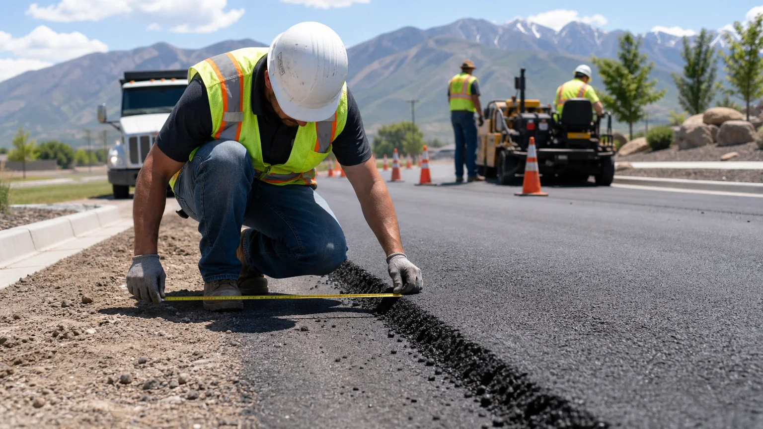 Quality-control step for asphalt repair in Herriman, Utah