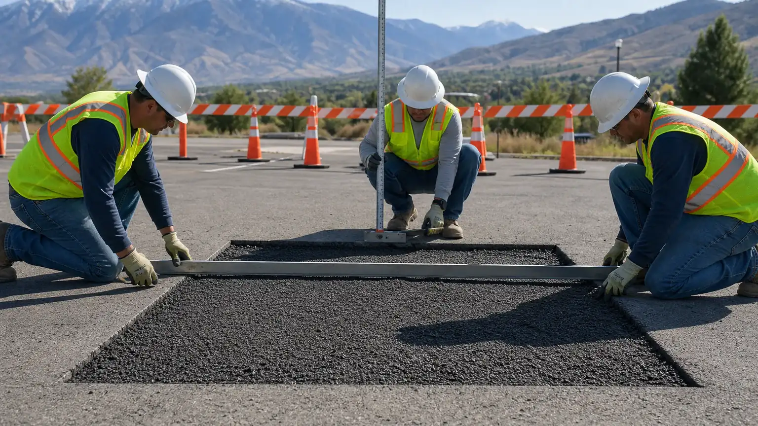 Quality-control step for asphalt repair in Highland, Utah