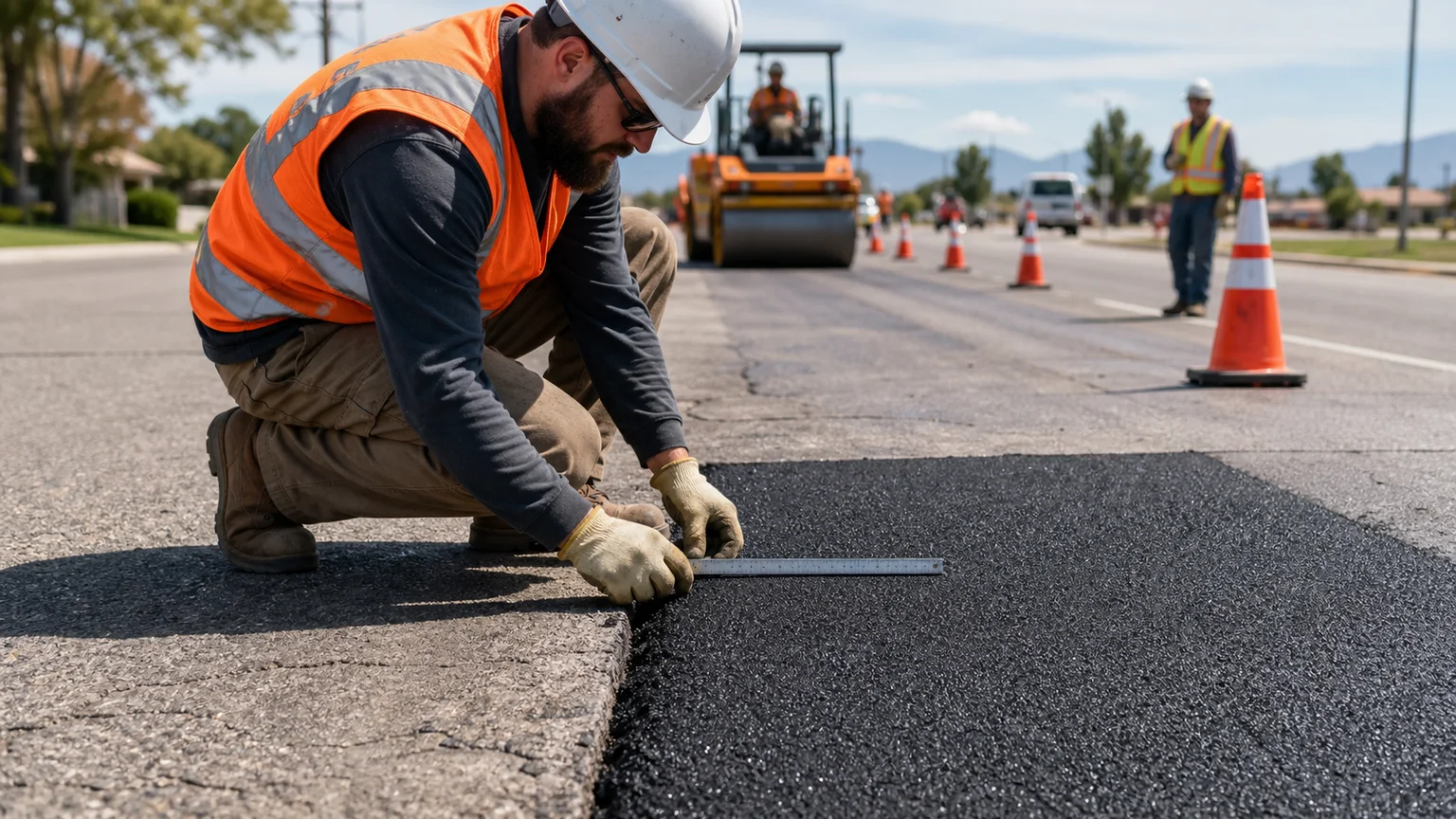Quality-control step for asphalt repair in Kearns, Utah