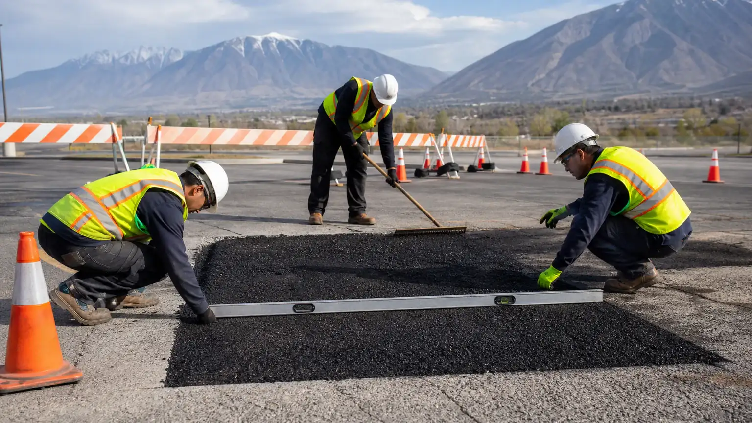 Quality-control step for asphalt repair in Lindon, Utah