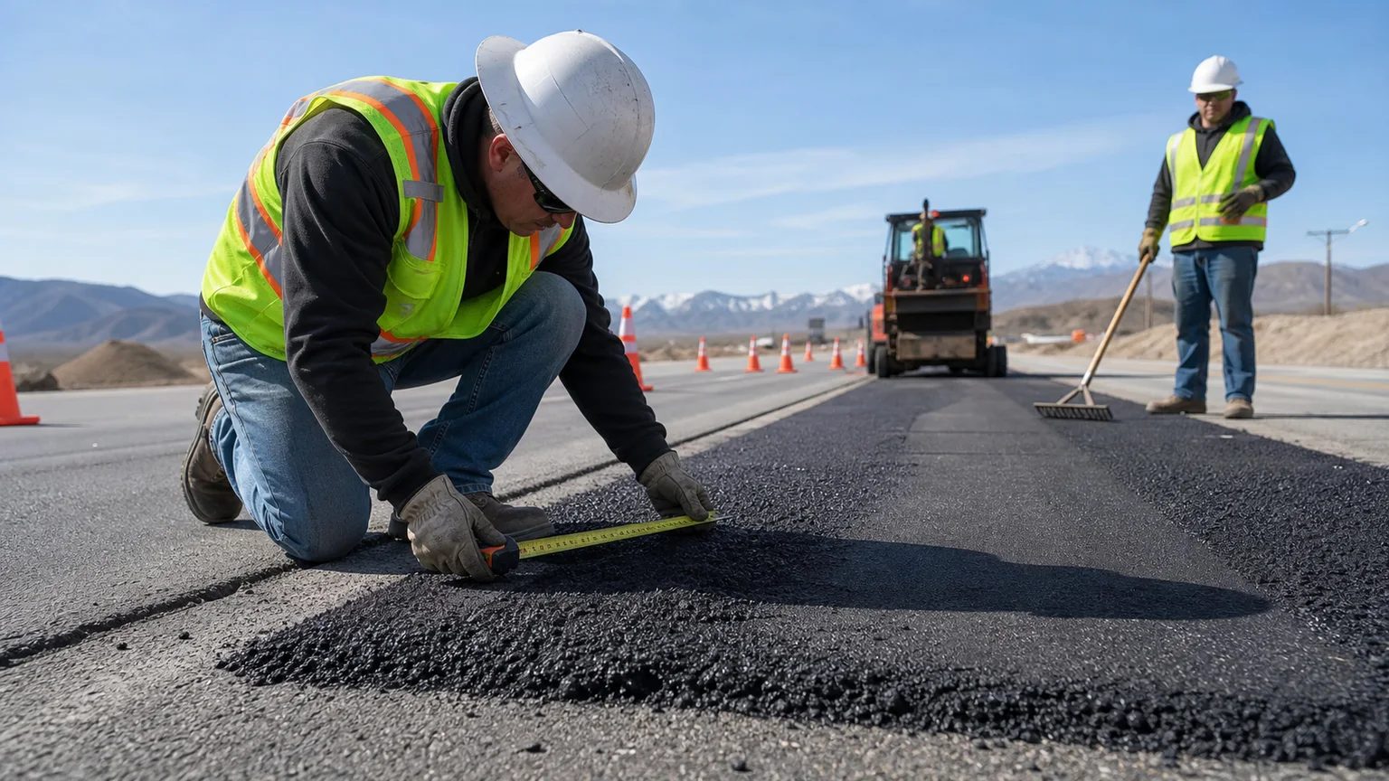 Quality-control step for asphalt repair in Magna, Utah
