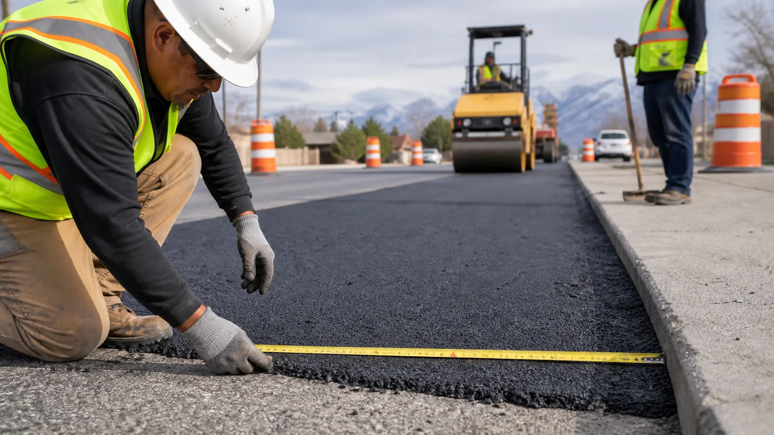 Quality-control step for asphalt repair in Midvale, Utah