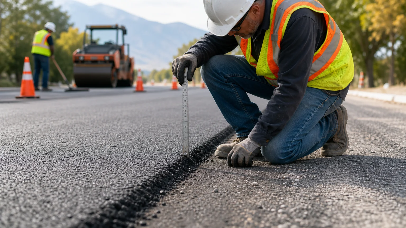 Quality-control step for asphalt repair in Payson, Utah
