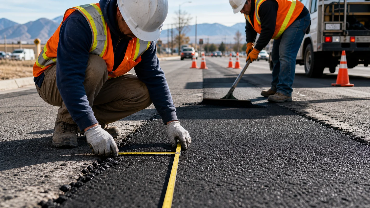 Quality-control step for asphalt repair in Riverton, Utah