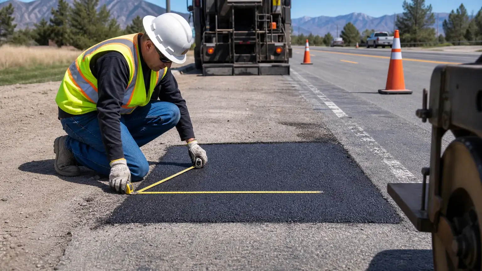Quality-control step for asphalt repair in Salem, Utah