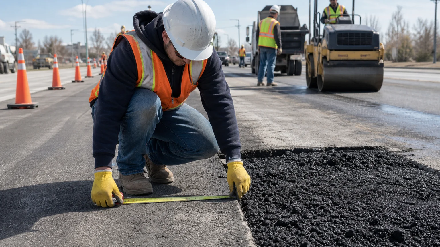 Quality-control step for asphalt repair in South Jordan, Utah