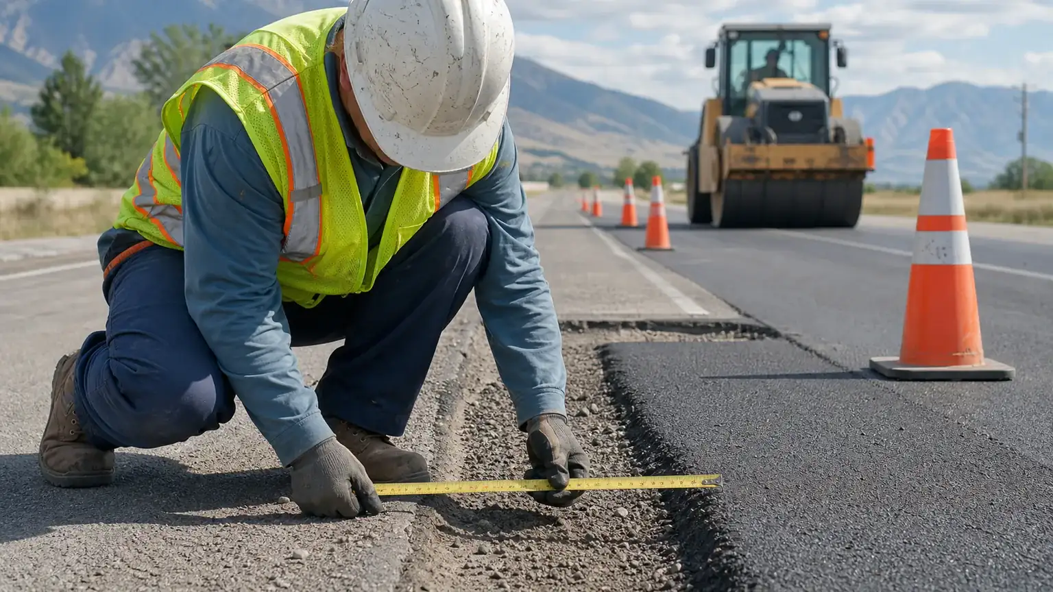 Quality-control step for asphalt repair in Spring Lake, Utah