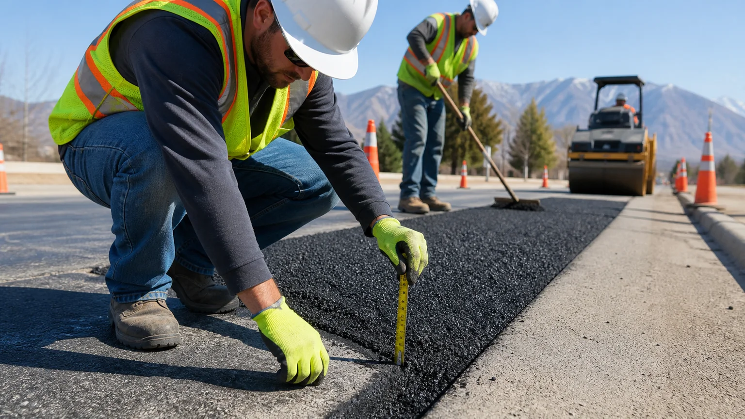 Quality-control step for asphalt repair in Springville, Utah