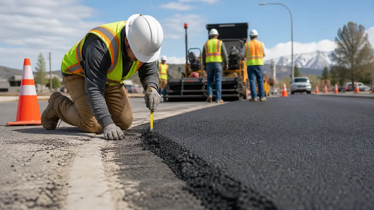 Quality-control step for commercial asphalt paving in American Fork, Utah