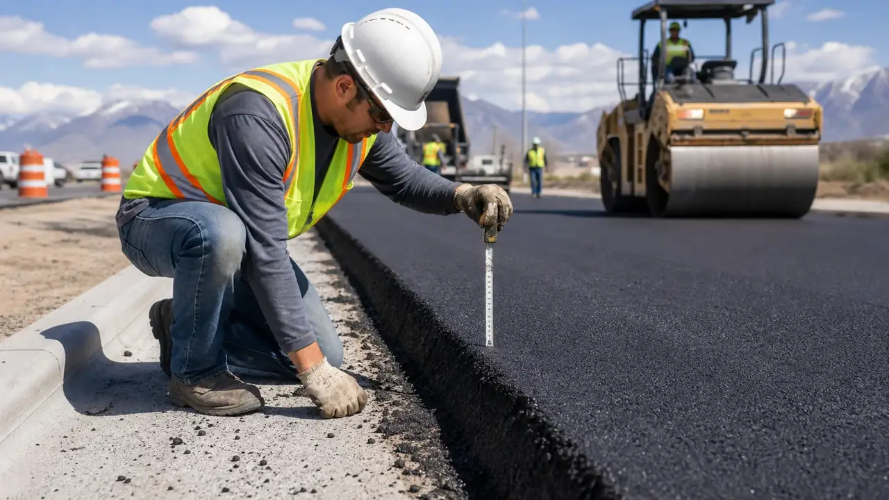 Quality-control step for commercial asphalt paving in Bluffdale, Utah