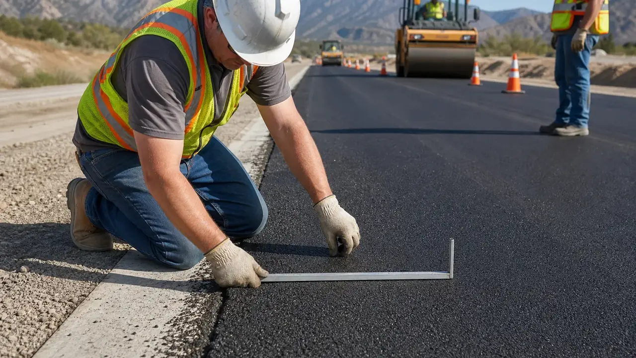 Quality-control step for commercial asphalt paving in Cedar Hills, Utah