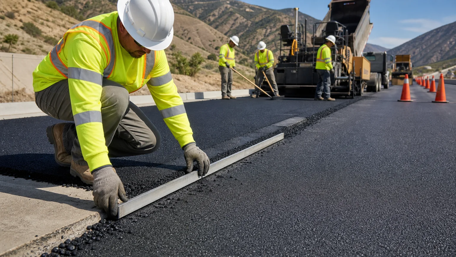 Quality-control step for commercial asphalt paving in Elk Ridge, Utah
