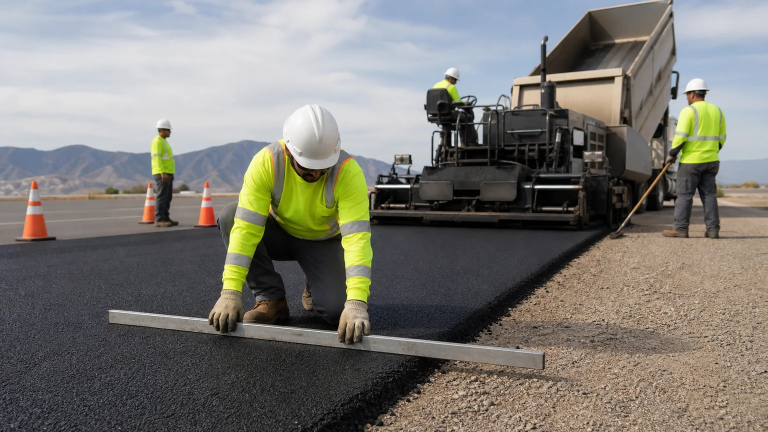 Quality-control step for commercial asphalt paving in Fairfield, Utah
