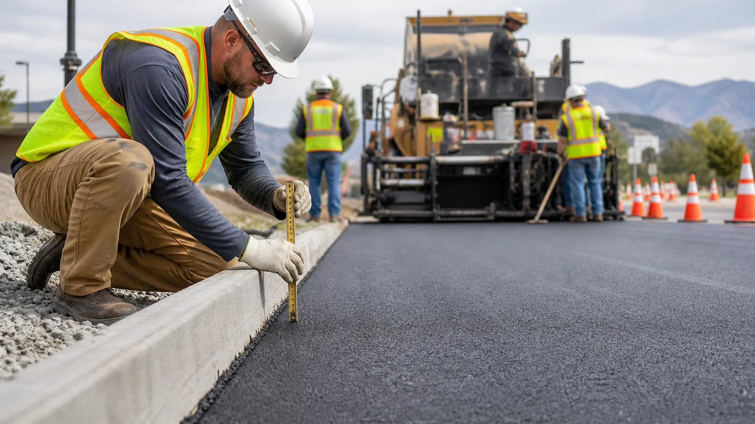 Quality-control step for commercial asphalt paving in Lehi, Utah
