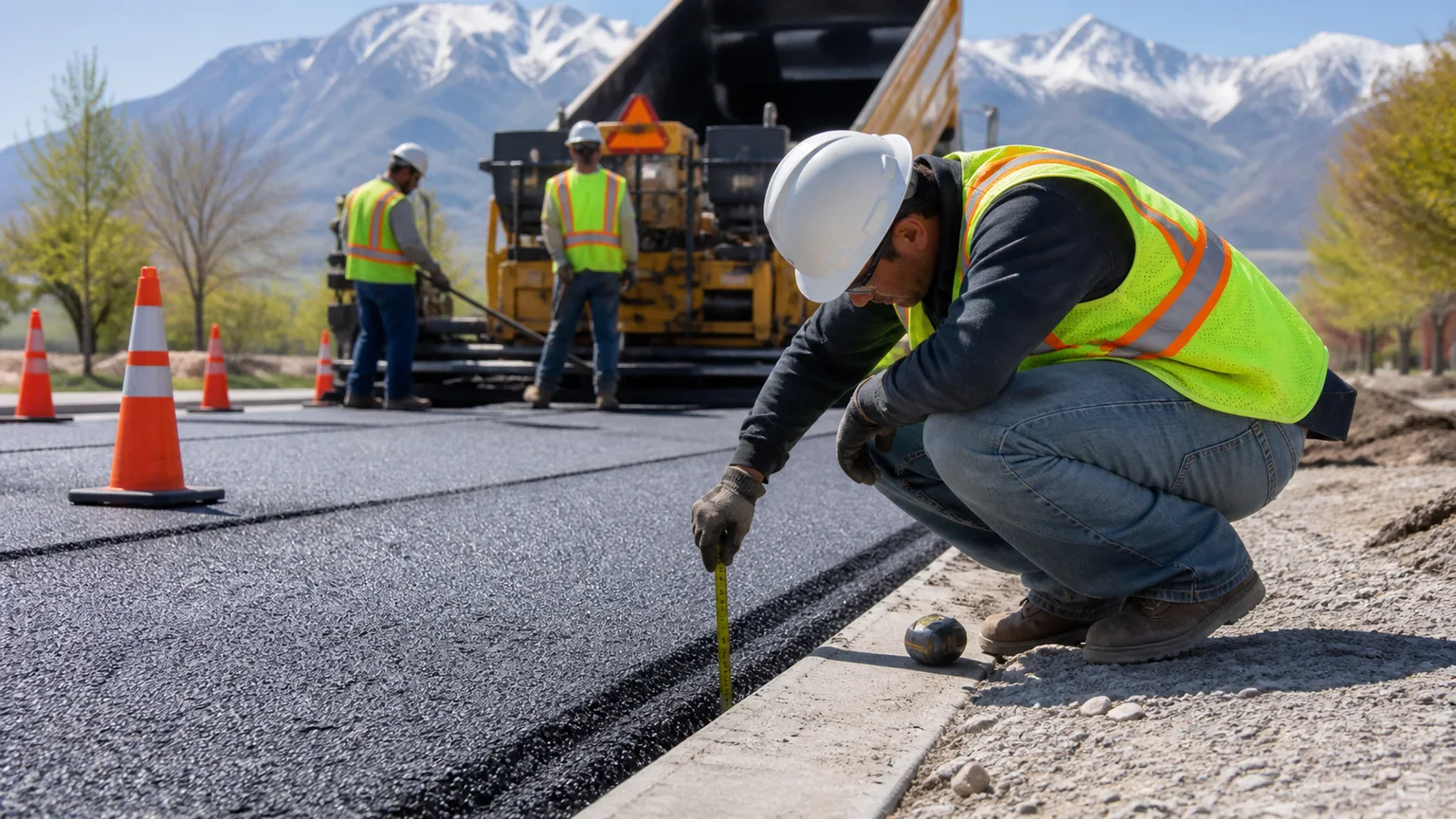 Quality-control step for commercial asphalt paving in Orem, Utah