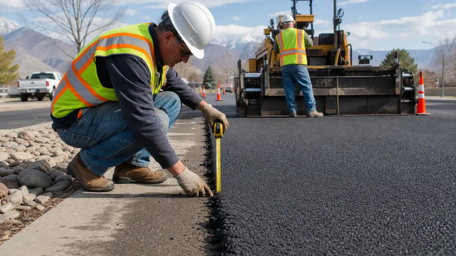 Quality-control step for commercial asphalt paving in Pleasant Grove, Utah