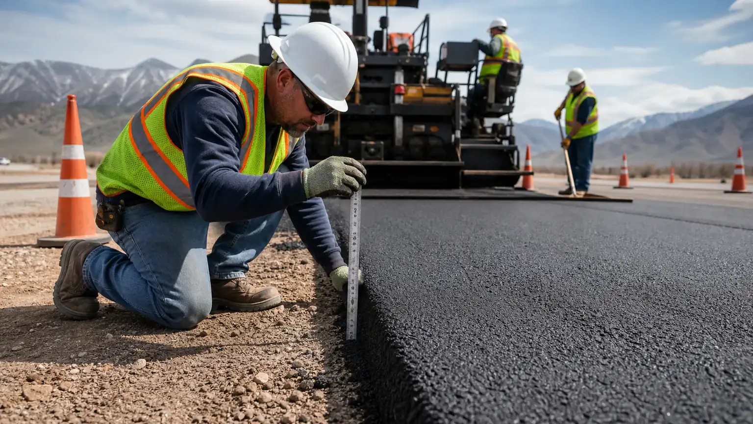 Quality-control step for commercial asphalt paving in Salem, Utah