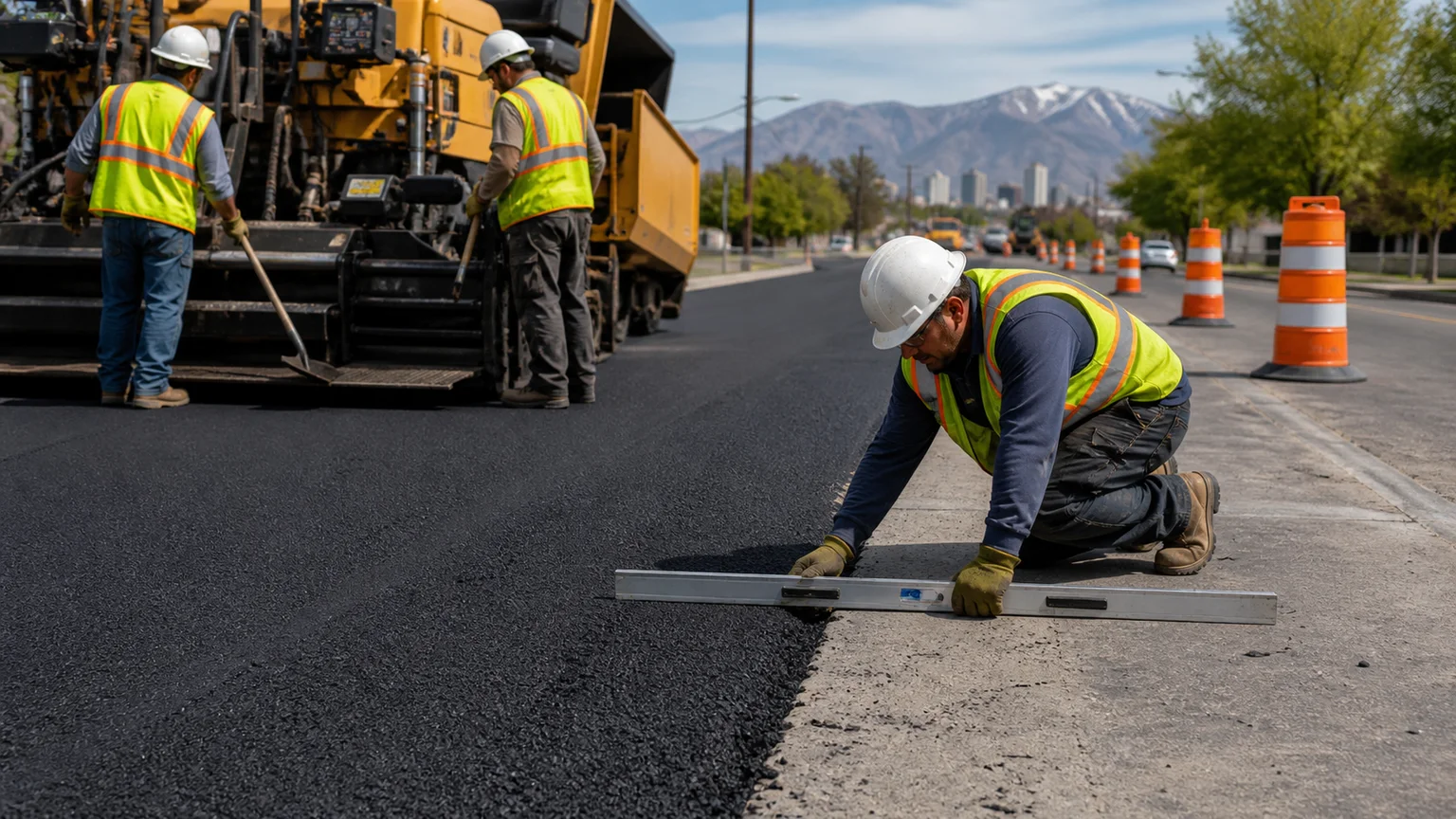 Quality-control step for commercial asphalt paving in Salt Lake City, Utah