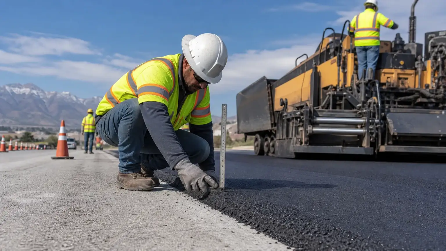 Quality-control step for commercial asphalt paving in Santaquin, Utah