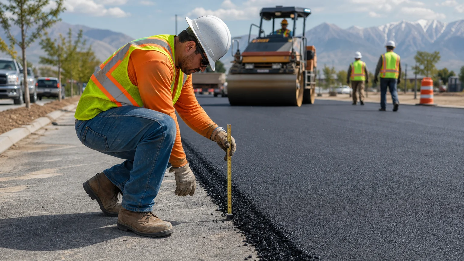 Quality-control step for commercial asphalt paving in Saratoga Springs, Utah