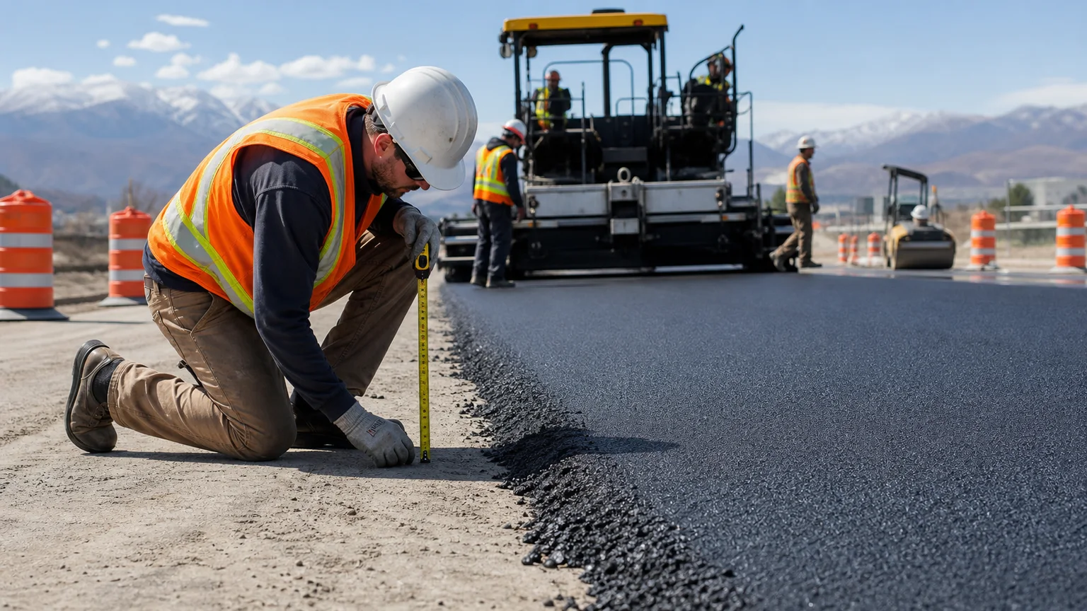 Quality-control step for commercial asphalt paving in South Jordan, Utah